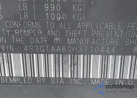 2017 Subaru Impreza 2.0I from USA, damaged, VIN 4S3GTAA60H3710444